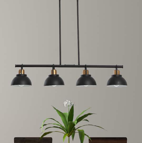 Hello Honey® Robert Stevenson Lighting Walsh Metal 4-Light Linear Chandelier with Shades